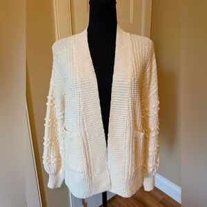 Madewell Bobble Knit Balloon Sleeve Cardigan Sweater Women’s Size S Ivory AB751